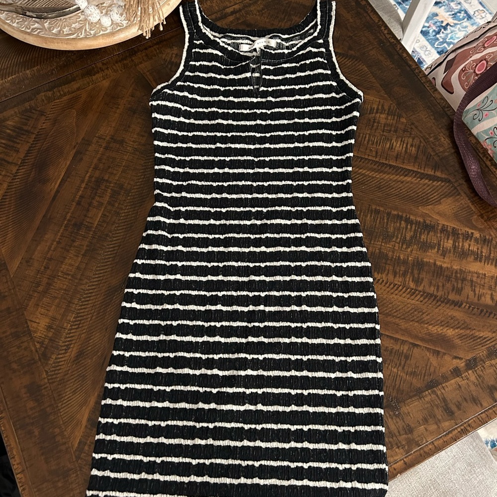 Max Studio Black and White Striped Bodycon Dress